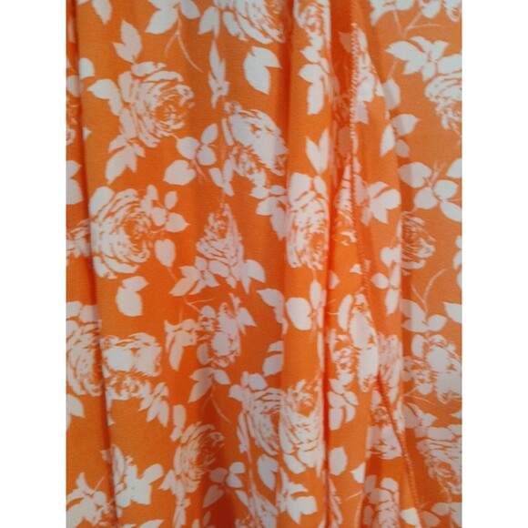 LuLaRoe Monroe Kimono With Fringe Open Waterfall Front - L- Orange/ White Floral - Picture 4 of 16